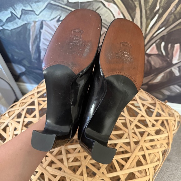 Stuart Weitzman leather patent Penny Bar loafer black Pumps size 8 - Picture 6 of 8